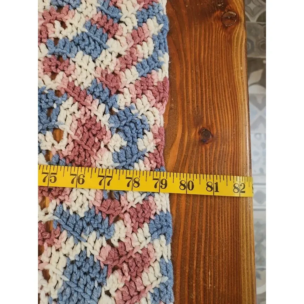Handmade Crochet Afghan Ripple pattern Blanket multi colored yarn 79